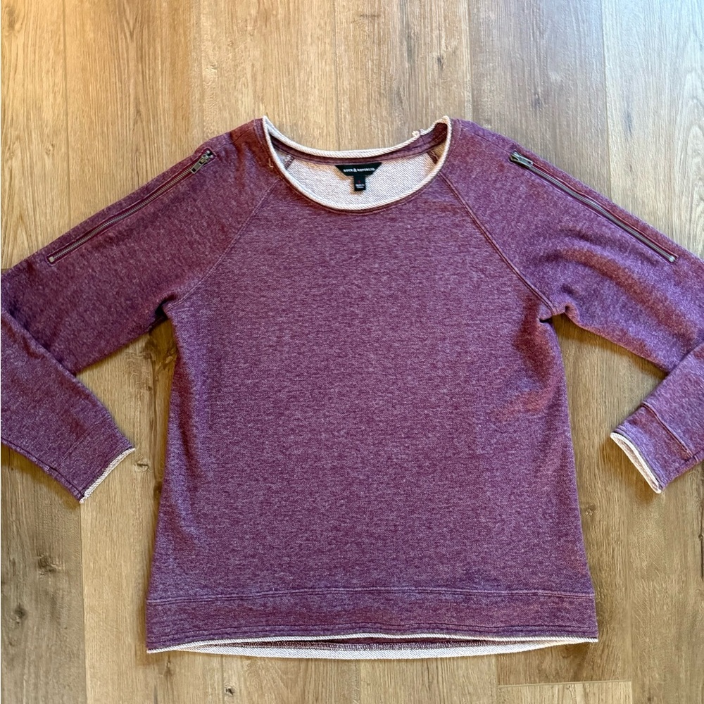 Rock & Republic Burgundy Heather Knit Pullover with Zipper Accents